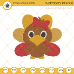 Cute Baby Turkey Girl Embroidery Design File