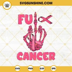FU Cancer Breast Cancer SVG, Skull Hand Pink Ribbon SVG, Breast Cancer Awareness SVG