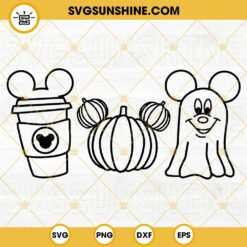 Fall Pumpkin Mickey Halloween SVG, Mickey Ghost SVG, Pumpkin Coffee SVG Cricut Silhouette