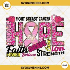 Fight Breast Cancer Hope PNG, Breast Cancer Glitter PNG Digital Download
