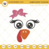 Girl Turkey Face Bow Machine Embroidery Design File