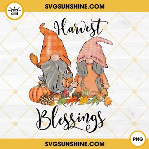Gnomes Harwest Blessings Autumn PNG, Gnomes Thankful PNG