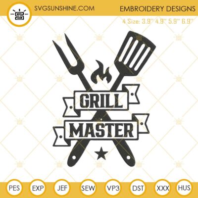 Grill Master Embroidery Designs, BBQ Grilling Machine Embroidery Design ...