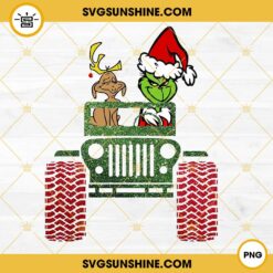 Grinch And Max Dog Jeep Car Glitter Christmas PNG, Grinch Christmas PNG Digital Download