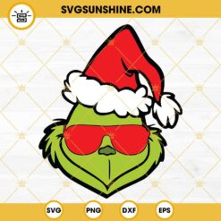 Grinch With Santa Hat And Sunglasses SVG Digital Download