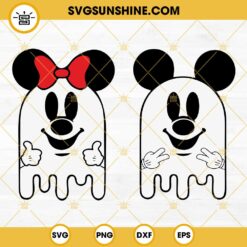 Halloween Mickey Minnie Ghost Bundle SVG, Mouse Head Ghost SVG, Mickey Halloween, Minnie Halloween SVG