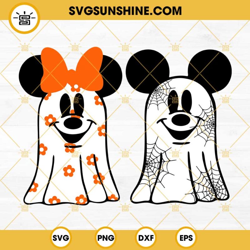 Halloween Mouse Head Ghost SVG, Mickey Minnie Ghost Halloween SVG