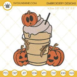 Halloween Pumpkin Spice Latte Machine Embroidery Design File