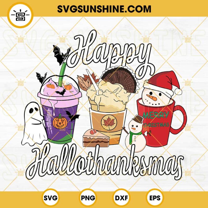 Happy Hallothanksmas SVG, Halloween, Thanksgiving, Christmas Coffee