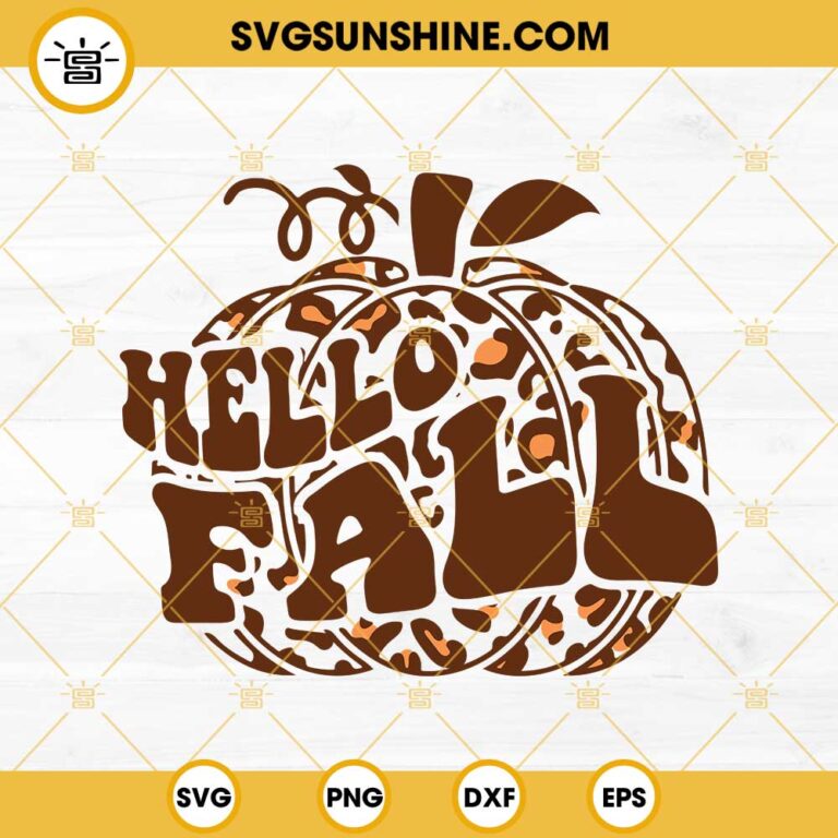 Hello Fall SVG, Leopard Pumpkin SVG, Fall SVG, Pumpkin SVG