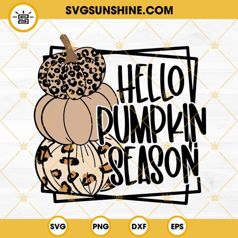 Hello Fall Pumpkin SVG, Leopard Pumpkin SVG, Happy Fall SVG, Pumpkin