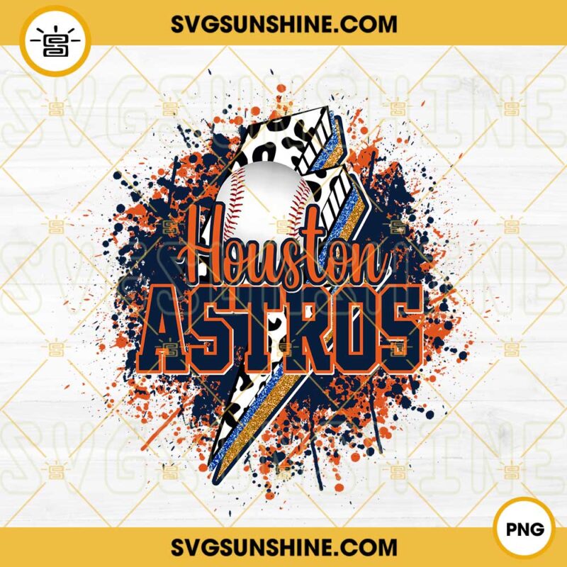 Houston Astros Baseball PNG, Houston Astros Leopard Lightning Bolt PNG