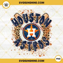 Houston Astros Baseball With Leopard Print PNG Digital Download