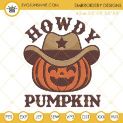 Howdy Pumpkin Embroidery Pattern, Western Pumpkin Embroidery Design Files
