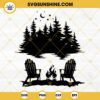 Lake Scene With Adirondack Chairs Campfire SVG, Lake And Forest Scene SVG PNG DXF EPS Cricut