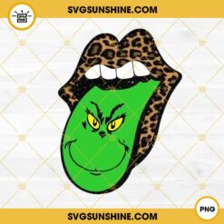 Leopard Lips Grinch Tongue PNG, Resting Grinch Face PNG