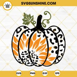 Leopard Pumpkin Sunflower SVG, Fall SVG, Cheetah Print Pumpkin Halloween Thanksgiving SVG