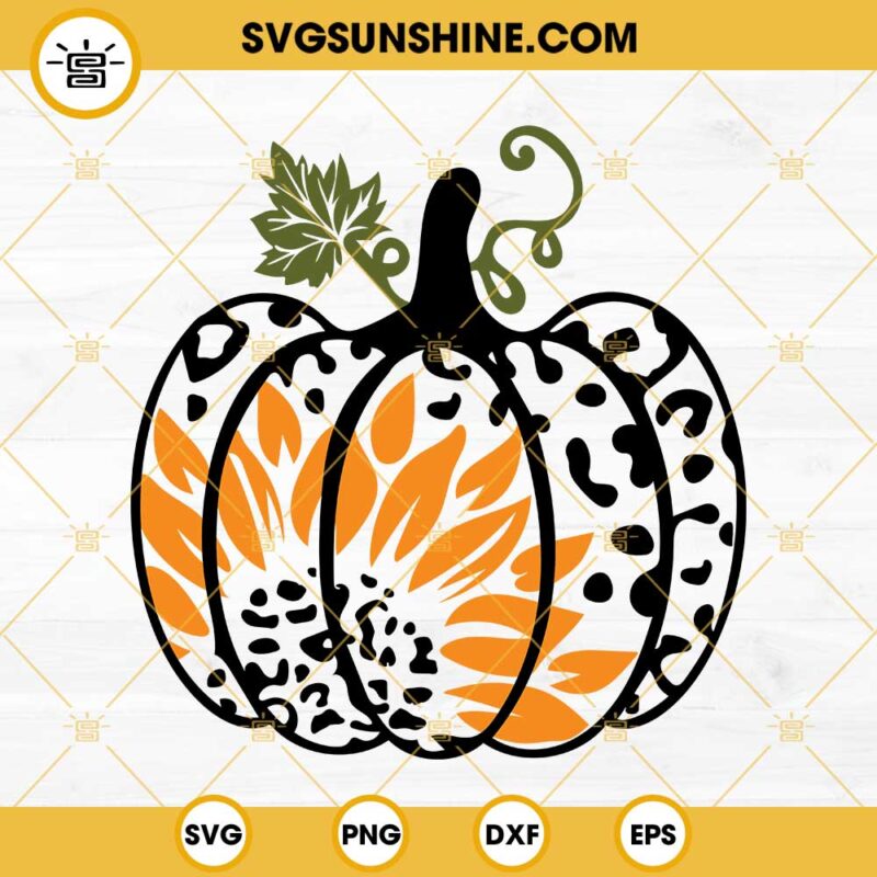 Leopard Pumpkin Sunflower SVG, Fall SVG, Cheetah Print Pumpkin