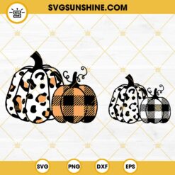 Leopard Pumpkin And Buffalo Plaid Pumpkin SVG, Fall Pumpkin Halloween SVG DXF EPS PNG Files For Cricut