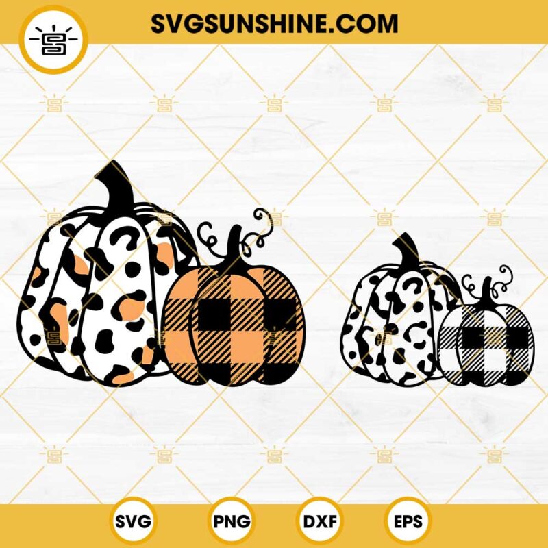 Leopard Pumpkin And Buffalo Plaid Pumpkin SVG, Fall Pumpkin Halloween