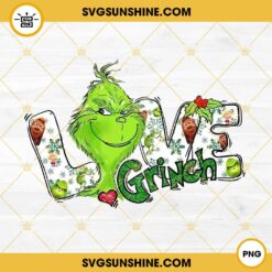 Love Grinch Glitter PNG, Grinch Christmas PNG Digital Download