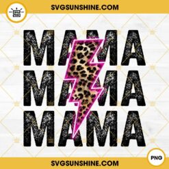 Mama Lightning Bolt Distressed Leopard Circle PNG, Cheetah Mom PNG, Mother’s Day PNG File