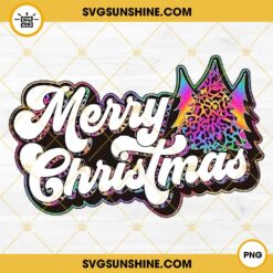 Merry Christmas Leopard Rainbow PNG, Christmas Leopard Sunset Design PNG