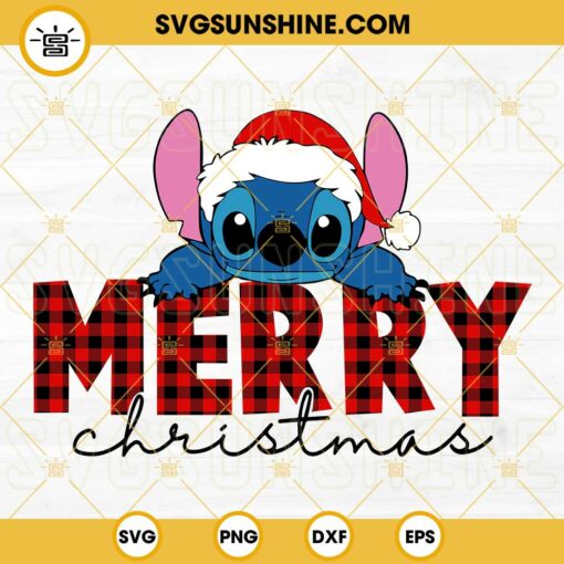 Merry Christmas Stitch SVG, Stitch Santa Hat Merry Christmas SVG PNG DXF EPS Files