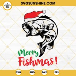 Merry Fishmas SVG, Christmas Fish SVG, Fishing Lover Christmas SVG PNG DXF EPS Cricut Silhouette