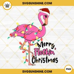 Merry Flockin Christmas PNG, Flamingo Christmas PNG