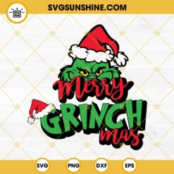 Merry Grinchmas SVG, Grinch Merry Christmas SVG, Grinch Face SVG  PNG DXF EPS Cut File