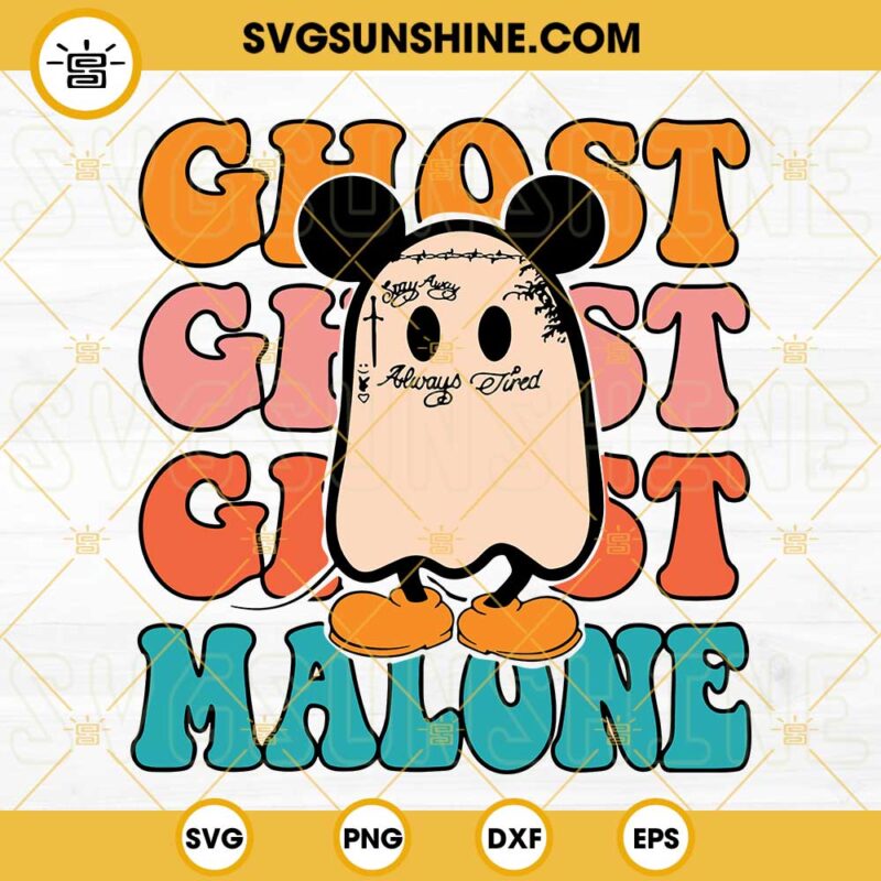 Mickey Ghost Malone SVG, Cute Ghost Mickey SVG, Funny Ghost Halloween