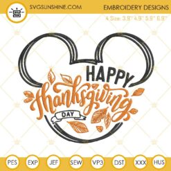 Mickey Happy Thanksgiving Day Embroidery Designs Files
