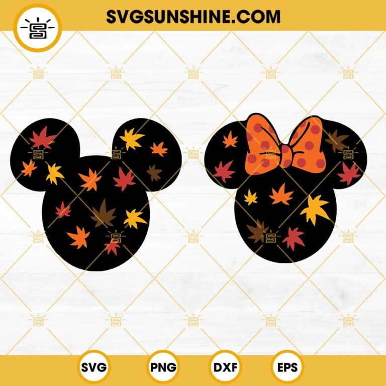 Mickey Minnie Theme Leaves Autumn SVG, Mouse Head Fall Thanksgiving SVG ...