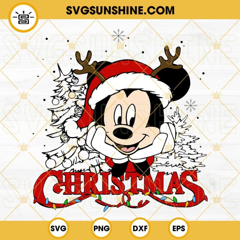 Mickey Mouse Santa Hat Reindeer Christmas SVG, Christmas Mickey Disney