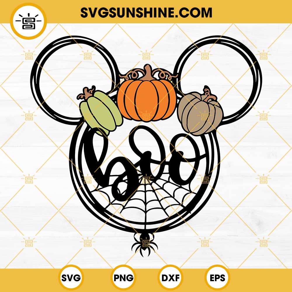 Mickey Head Pumpkin Halloween SVG, Disney Boo Halloween SVG PNG DXF EPS ...