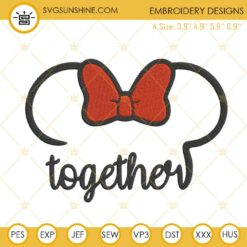 Minnie Mouse Ears Together Embroidery Design File