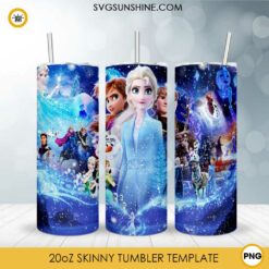 Elsa Anna Frozen 20oz Skinny Tumbler PNG, Frozen Tumbler Template PNG File Digital Download