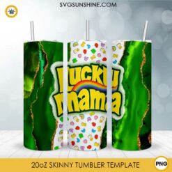 Lucky Mama 20oz Skinny Tumbler Template PNG, Mother Day Tumbler Template PNG File Digital Download