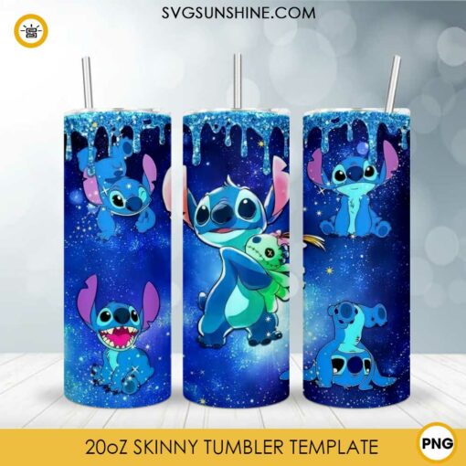 Stitch 20oz Skinny Tumbler PNG, Lilo & Stitch Tumbler Template PNG File Digital Download