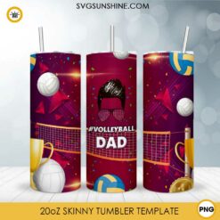 Volley Ball Dad 20oz Skinny Tumbler Template PNG, Volley Ball Father Day Tumbler Template PNG File Digital Download