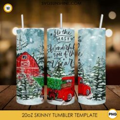 Christmas It's The Most Wonderful Time Of The Year 20oz Skinny Tumbler PNG File Digital Download