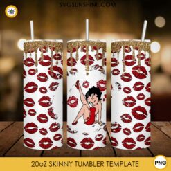 Betty Boop Lips Glitter 20oz Skinny Tumbler Template PNG, Betty Boop Tumbler PNG File Digital Download
