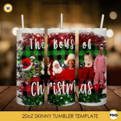 The Boys Of Christmas 20oz Skinny Tumbler PNG, Christmas Movies Tumbler Template PNG File Digital Download