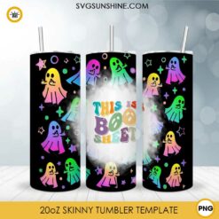 This Is Boo Sheet 20oz Skinny Tumbler PNG, Boo Halloween Tumbler Template PNG File Digital Download