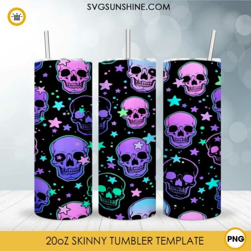 Violet Skulls Halloween 20oz Skinny Tumbler PNG File Digital Download