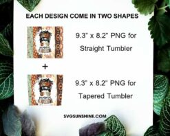 Pumpkin Queen 20oz Skinny Tumbler PNG, Messy Bun Pumpkin Tumbler Template PNG File Digital Download
