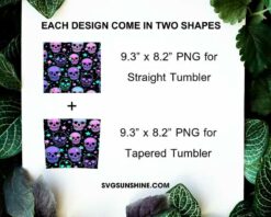 Violet Skulls Halloween 20oz Skinny Tumbler PNG File Digital Download