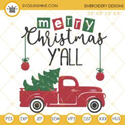 Christmas Truck Embroidery Designs, Merry Christmas Embroidery Design File
