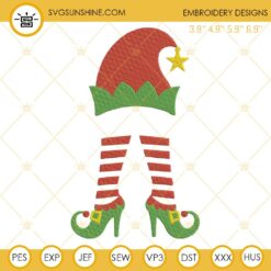 Girl Elf Feet Embroidery Design File, Elf Hat And Legs Embroidery Designs